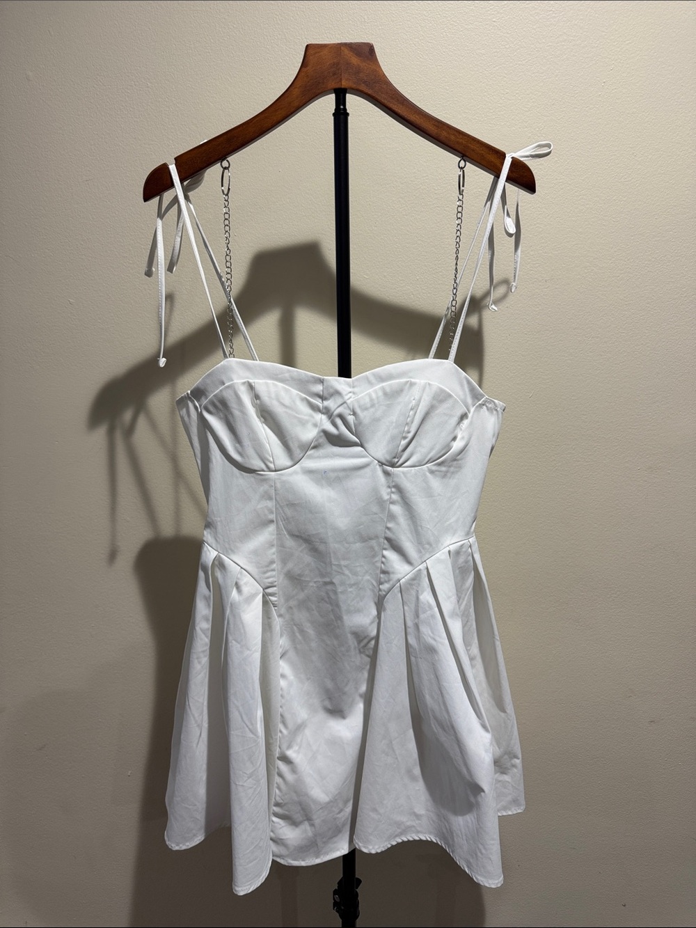 Forever 21 White Corset Bustier Mini Dress with Tie Straps (Size M)